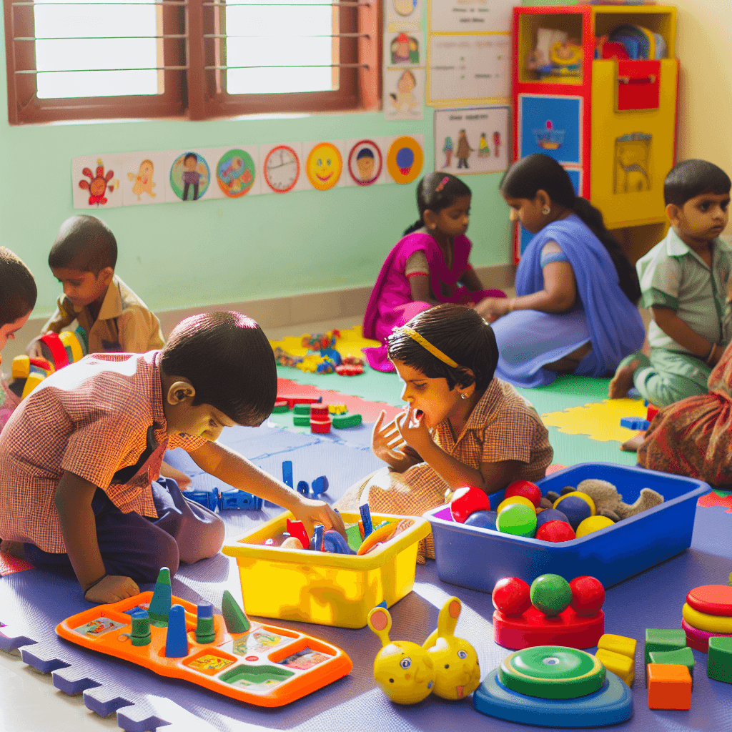 a group of children playing with toys