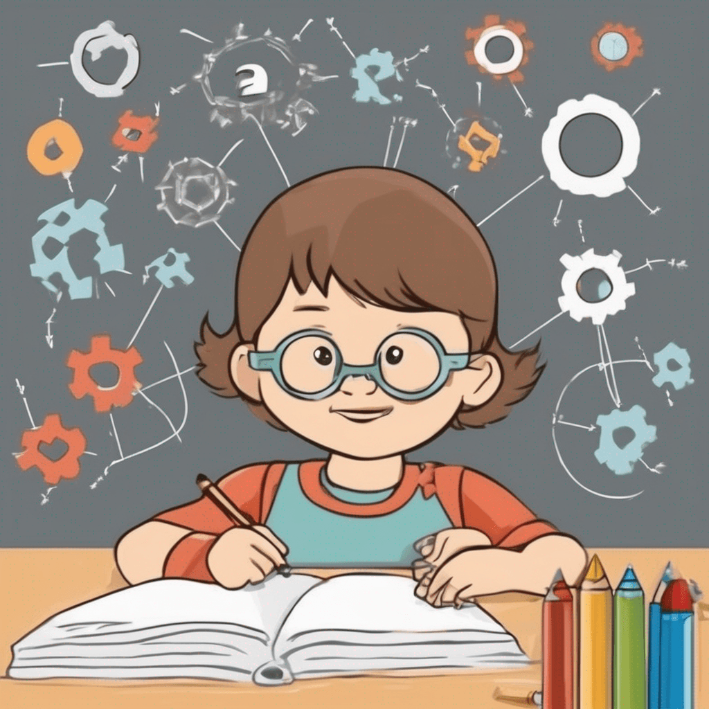 A child smiling while reading a book, symbolizing curiosity and strong cognitive skills in learning and memory.