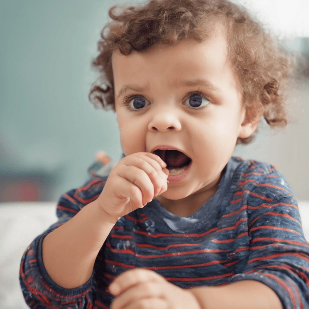 Illustration of a toddler sitting quietly, surrounded by icons representing speech delay causes like hearing and developmenta